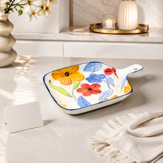 Floral Ceramic Square Serving Dish