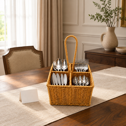 Rattan Utensil Organizer Basket