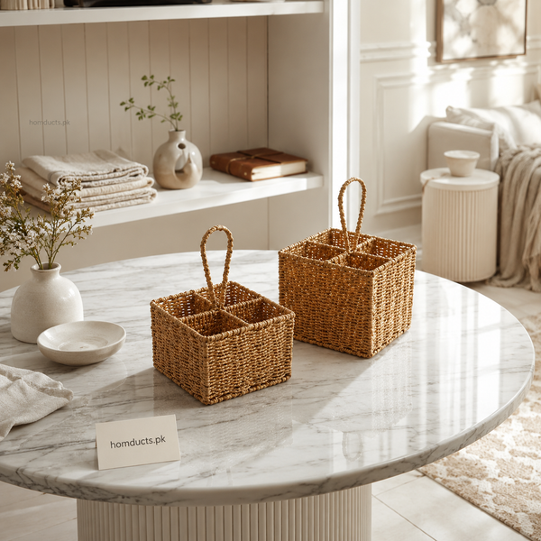 Rattan Utensil Organizer Basket