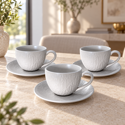 White Ceramic Cup & Saucer Set